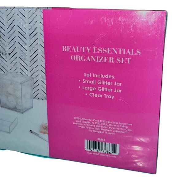 Macbeth Collection Silver Glitter Beauty Essentials Organizer Set 2 Jars & Tray - Picture 10 of 11
